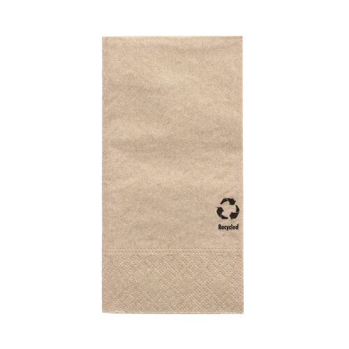 100 Servietten, 3-lagig 1/8-Falz 33 cm x 33 cm natur aus recyceltem Papier – Karton (600 St.)