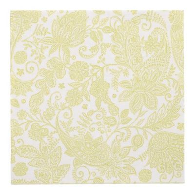 20 Servietten &quot;ROYAL Collection&quot; 1/4-Falz 40 cm x 40 cm limonengrün &quot;Paisley&quot; – Karton (160 St.)