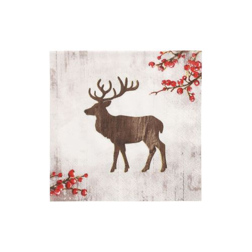 20 Servietten, 3-lagig 1/4-Falz 25 cm x 25 cm &quot;X-Mas Deer&quot; – Karton (280 St.)
