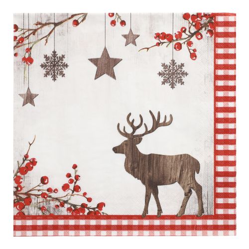 20 Servietten, 3-lagig 1/4-Falz 40 cm x 40 cm &quot;X-Mas Deer&quot; – Karton (300 St.)