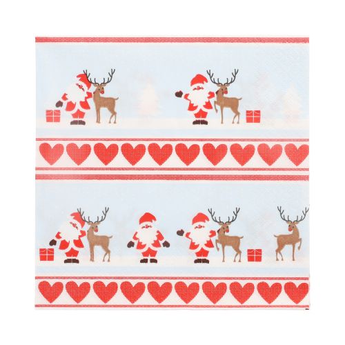 20 Servietten, 3-lagig 1/4-Falz 33 cm x 33 cm &quot;Lovely Santa&quot; – Karton (300 St.)
