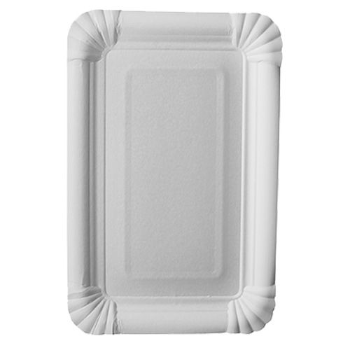 25 Teller, Pappe &quot;pure&quot; eckig 13 cm x 20 cm weiss – Karton (450 St.)