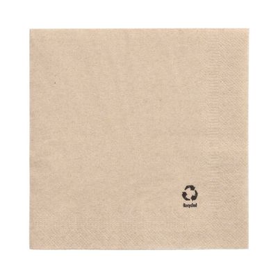 250 Servietten, 2-lagig 1/4-Falz 33 cm x 33 cm natur aus recyceltem Papier – Karton (2000 St.)