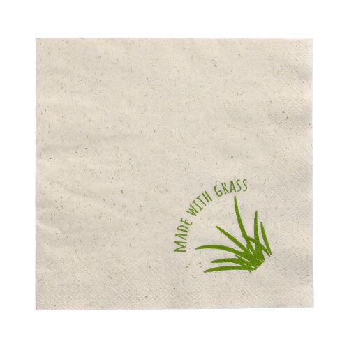 250 Servietten, 2-lagig 1/4-Falz 33 cm x 33 cm natur mit Grasanteil – Karton (1000 St.)