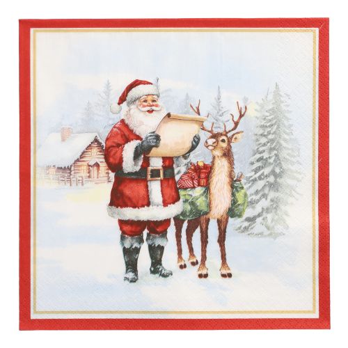20 Servietten, 3-lagig 1/4-Falz 40 cm x 40 cm &quot;Dear Santa&quot; – Karton (300 St.)