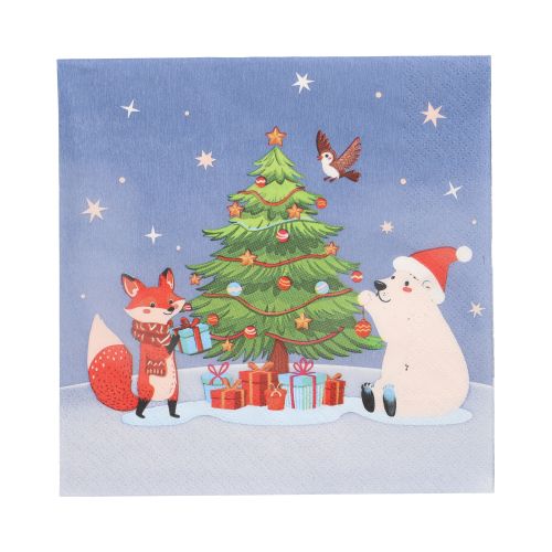 20 Servietten, 3-lagig 1/4-Falz 33 cm x 33 cm &quot;Christmas Party&quot; – Karton (300 St.)