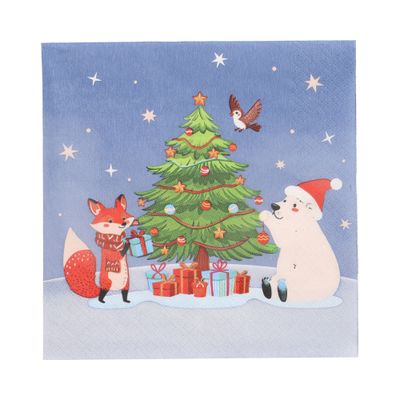 20 Servietten, 3-lagig 1/4-Falz 33 cm x 33 cm "Christmas Party" – Karton (300 St.)