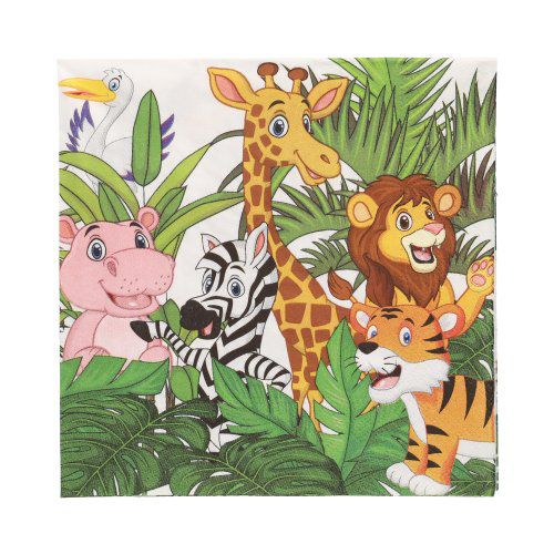 20 Servietten, 3-lagig 1/4-Falz 33 cm x 33 cm &quot;Jungle&quot; – Karton (200 St.)