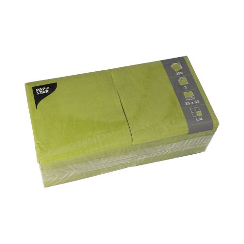 250 Servietten, 3-lagig 1/4-Falz 33 cm x 33 cm olivgrün – Karton (1000 St.)