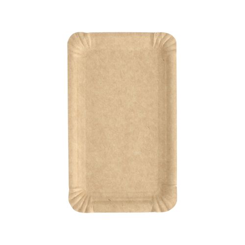 250 Teller, Pappe &quot;pure&quot; eckig 11 cm x 17,5 cm braun – Karton (1000 St.)