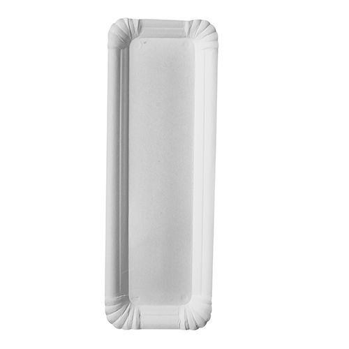 250 Teller, Pappe &quot;pure&quot; eckig 8 cm x 23 cm weiss – Karton (1000 St.)
