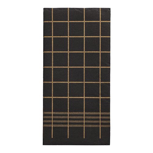 30 Servietten, 2-lagig &quot;PUNTO&quot; 1/8-Falz 39 cm x 40 cm schwarz/gold &quot;Kitchen Towel&quot; – Karton (480 St.)