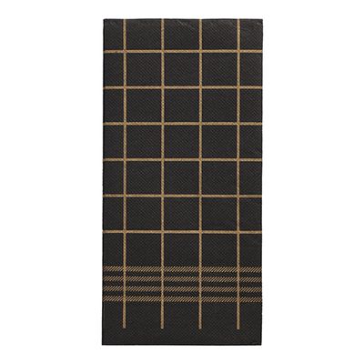 30 Servietten, 2-lagig &quot;PUNTO&quot; 1/8-Falz 39 cm x 40 cm schwarz/gold &quot;Kitchen Towel&quot; – Karton (480 St.)