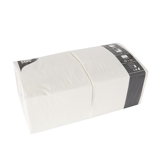 250 Servietten, 3-lagig 1/8-Falz 33 cm x 33 cm weiss – Karton (1000 St.)