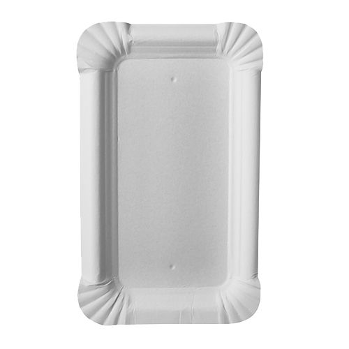 250 Teller, Pappe &quot;pure&quot; eckig 9 cm x 15 cm weiss – Karton (2000 St.)