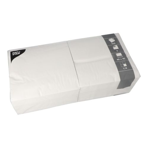 250 Servietten, 3-lagig 1/4-Falz 40 cm x 40 cm weiss – Karton (1000 St.)