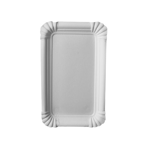 250 Teller, Pappe &quot;pure&quot; eckig 10 cm x 16 cm weiss – Karton (2000 St.)