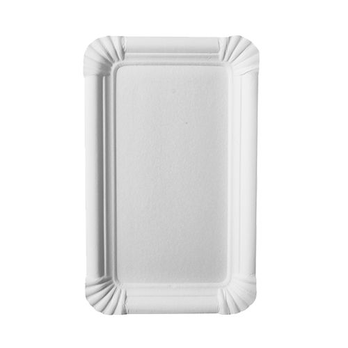 250 Teller, Pappe &quot;pure&quot; eckig 11 cm x 17,5 cm weiss – Karton (1000 St.)