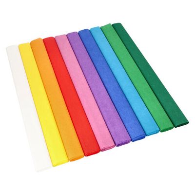 10 Krepp-Papier 2,5 m x 50 cm farbig sortiert wasserfest – Karton (100 St.)