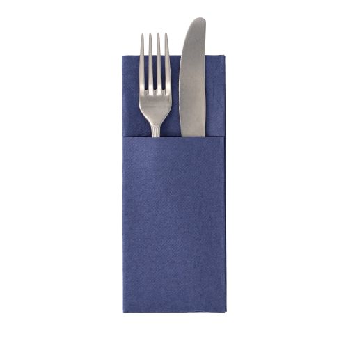 50 Servietten &quot;ROYAL Collection&quot; 40 cm x 30 cm dunkelblau mit Besteckfalz – Karton (300 St.)