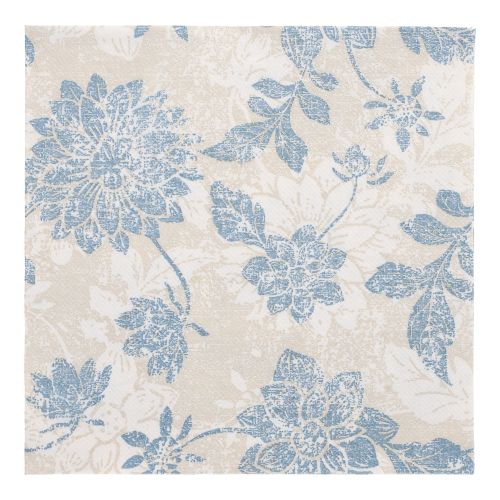 20 Servietten &quot;ROYAL Collection&quot; 1/4-Falz 40 cm x 40 cm arktikblau &quot;Flowers&quot; – Karton (160 St.)