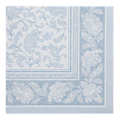 20 Servietten &quot;ROYAL Collection&quot; 1/4-Falz 40 cm x 40 cm arktikblau &quot;Ornaments&quot; – Karton (160 St.)