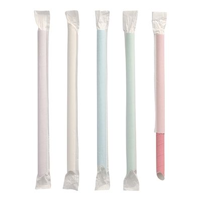 200 Bubble Tea Halme Papier Ø 12 mm · 20 cm farbig sortiert einzeln gehüllt, einseitig spitz – Karton (1200 St.)