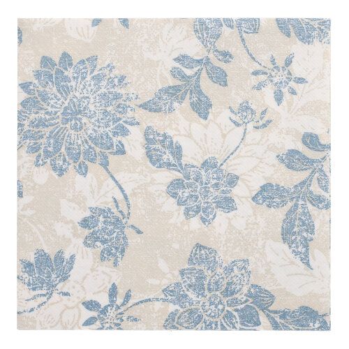 50 Servietten &quot;ROYAL Collection&quot; 1/4-Falz 40 cm x 40 cm arktikblau &quot;Flowers&quot; – Karton (250 St.)