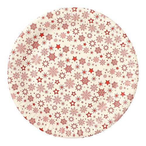 30 Teller, Pappe rund Ø 23 cm weiss &quot;Snöflinga&quot; – Karton (1020 St.)
