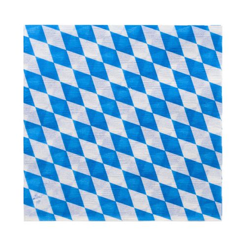 100 Servietten, 1-lagig 1/4-Falz 33 cm x 33 cm &quot;Bayrisch Blau&quot; – Karton (3600 St.)