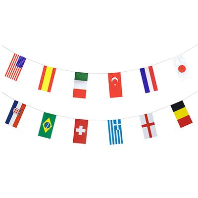 Flaggenkette, Papier 10 m &quot;32 Nations&quot; schwer entflammbar – Karton (10 St.)