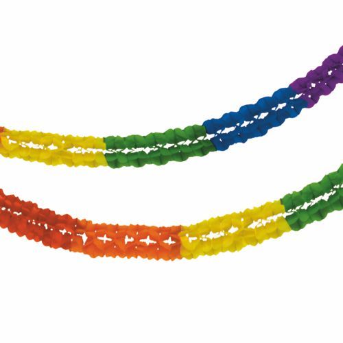 Großraumgirlande, Papier Ø 16 cm · 10 m &quot;Rainbow&quot; schwer entflammbar – Karton (5 St.)