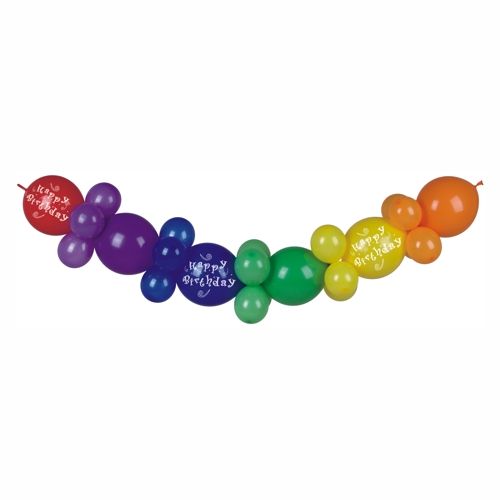 Ballongirlande 2 m &quot;Happy Birthday&quot; – Karton (8 St.)
