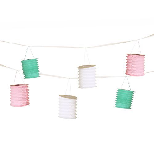 Deko-Girlande 3,6 m weiss/mint/rosa &quot;Pastel&quot; mit 8 Laternen – Karton (15 St.)