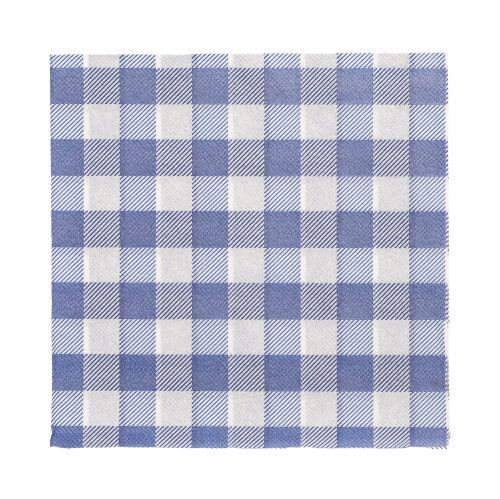100 Servietten, 1-lagig 1/4-Falz 33 cm x 33 cm blau/weiss &quot;Vichy Karo&quot; – Karton (1000 St.)