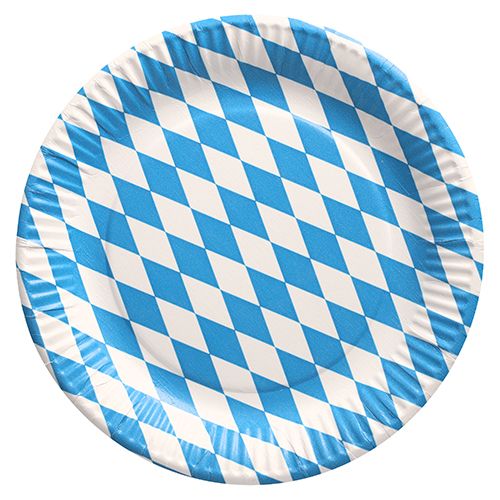 50 Teller, Pappe rund Ø 23 cm &quot;Bayrisch Blau&quot; – Karton (500 St.)
