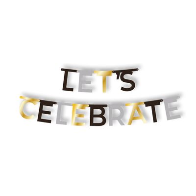 Grußkette 1,85 m x 13,8 cm &quot;Let&#39;s Celebrate&quot; – Karton (12 St.)