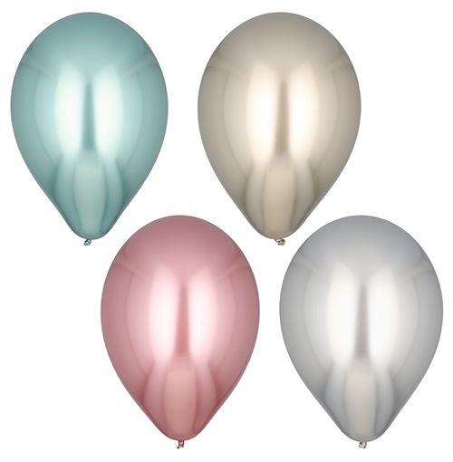 4 Luftballons Ø 33 cm farbig sortiert &quot;Shiny&quot; large – Karton (40 St.)