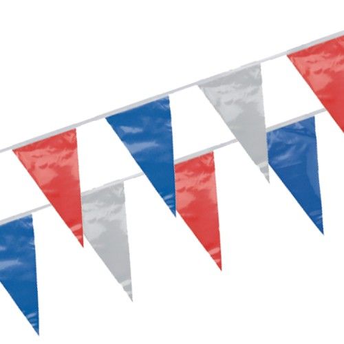 Wimpelkette, Folie 4 m blau/weiss/rot wetterfest – Karton (10 St.)