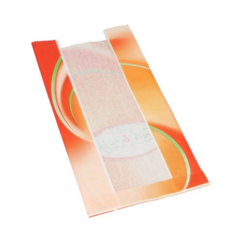 1000 Sichtstreifenbeutel 33 cm x 16 cm x 8,7 cm weiss &quot;Fresh &amp; Tasty&quot; – Karton (1000 St.)