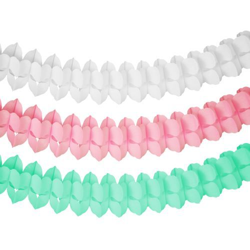 Girlande, Papier Ø 16 cm · 3,65 m farbig sortiert &quot;Pastel&quot; – Karton (15 St.)