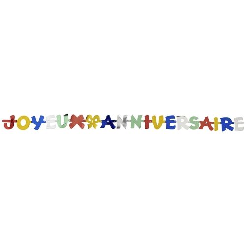 Grußkette 1,9 m &quot;Joyeux Anniversaire&quot; – Karton (10 St.)