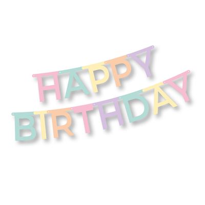 Grußkette 1,8 m x 13,8 cm &quot;Happy Birthday&quot; pastell – Karton (12 St.)