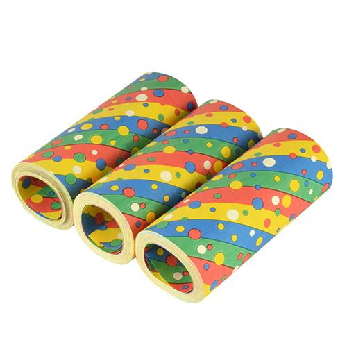 3 Riesenluftschlangen 15 m &quot;Confetti&quot; flammhemmend – Karton (30 St.)