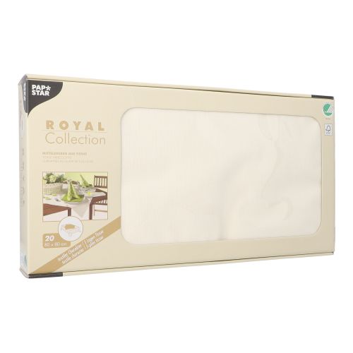 20 Mitteldecken, Tissue &quot;ROYAL Collection&quot; 80 cm x 80 cm champagner – Rolle gesamt ca. 100 m (Karton)