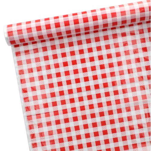 Tischdecke, Folie 50 m x 80 cm rot &quot;Karo&quot; – Rolle gesamt ca. 50 m (Karton)