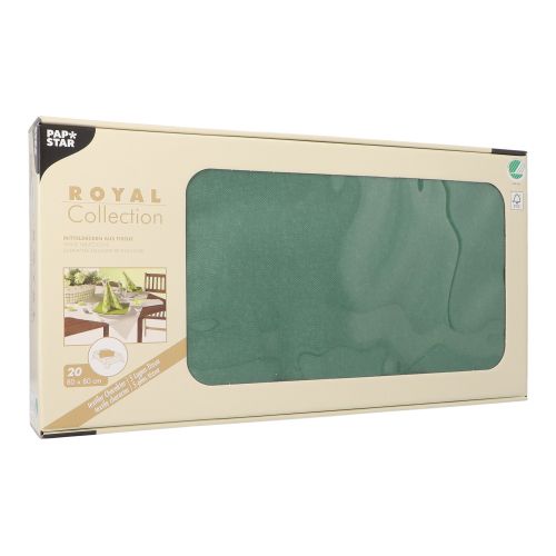 20 Mitteldecken, Tissue &quot;ROYAL Collection&quot; 80 cm x 80 cm dunkelgrün – Rolle gesamt ca. 100 m (Karton)
