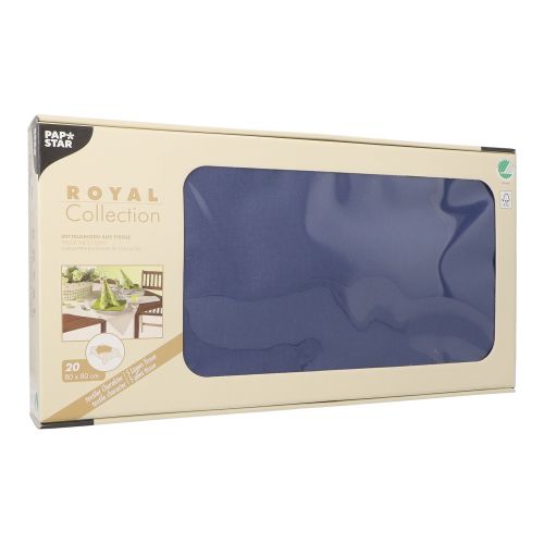 20 Mitteldecken, Tissue &quot;ROYAL Collection&quot; 80 cm x 80 cm dunkelblau – Rolle gesamt ca. 100 m (Karton)
