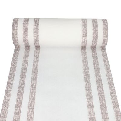Tischläufer, stoffähnlich, PV-Tissue Mix &quot;ROYAL Collection&quot; 24 m x 40 cm mocca &quot;Lines&quot; – Rolle gesamt ca. 96 m (Karton)