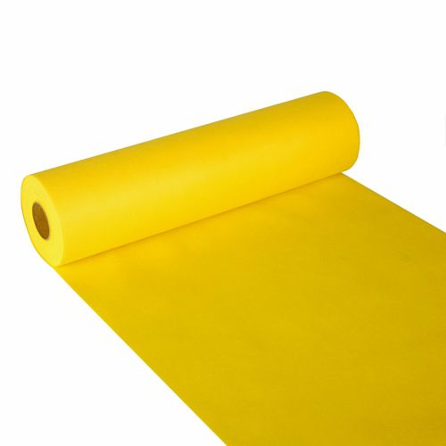 Tischläufer, stoffähnlich, Vlies &quot;soft selection&quot; 24 m x 40 cm gelb – Rolle gesamt ca. 96 m (Karton)